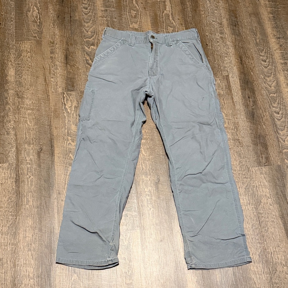 Carhartt Carpenter Work Pants Men’s 33x32 Gray Canvas Utility Workwear